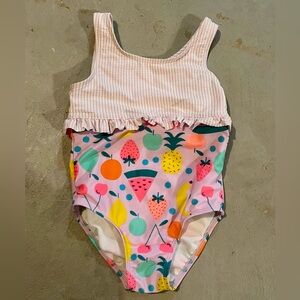 Cat & Jack Pink Fruit Pattern Kids Swim One Piece